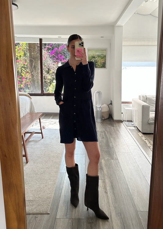 VESTIDO DE TIPO CARDIGAN AZUL MINI