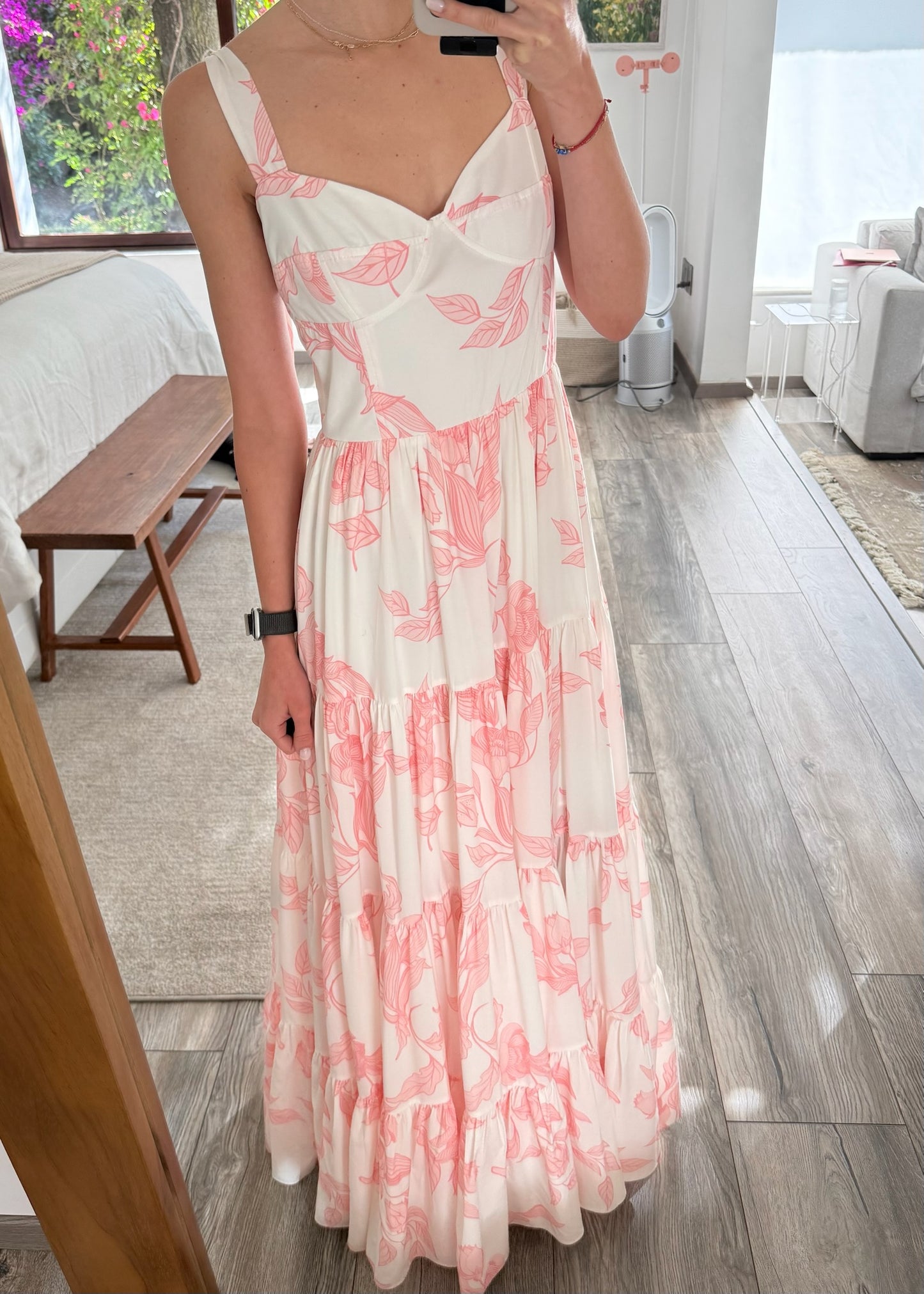 VESTIDO MAXI BUSTIER CON PRINT FLORES