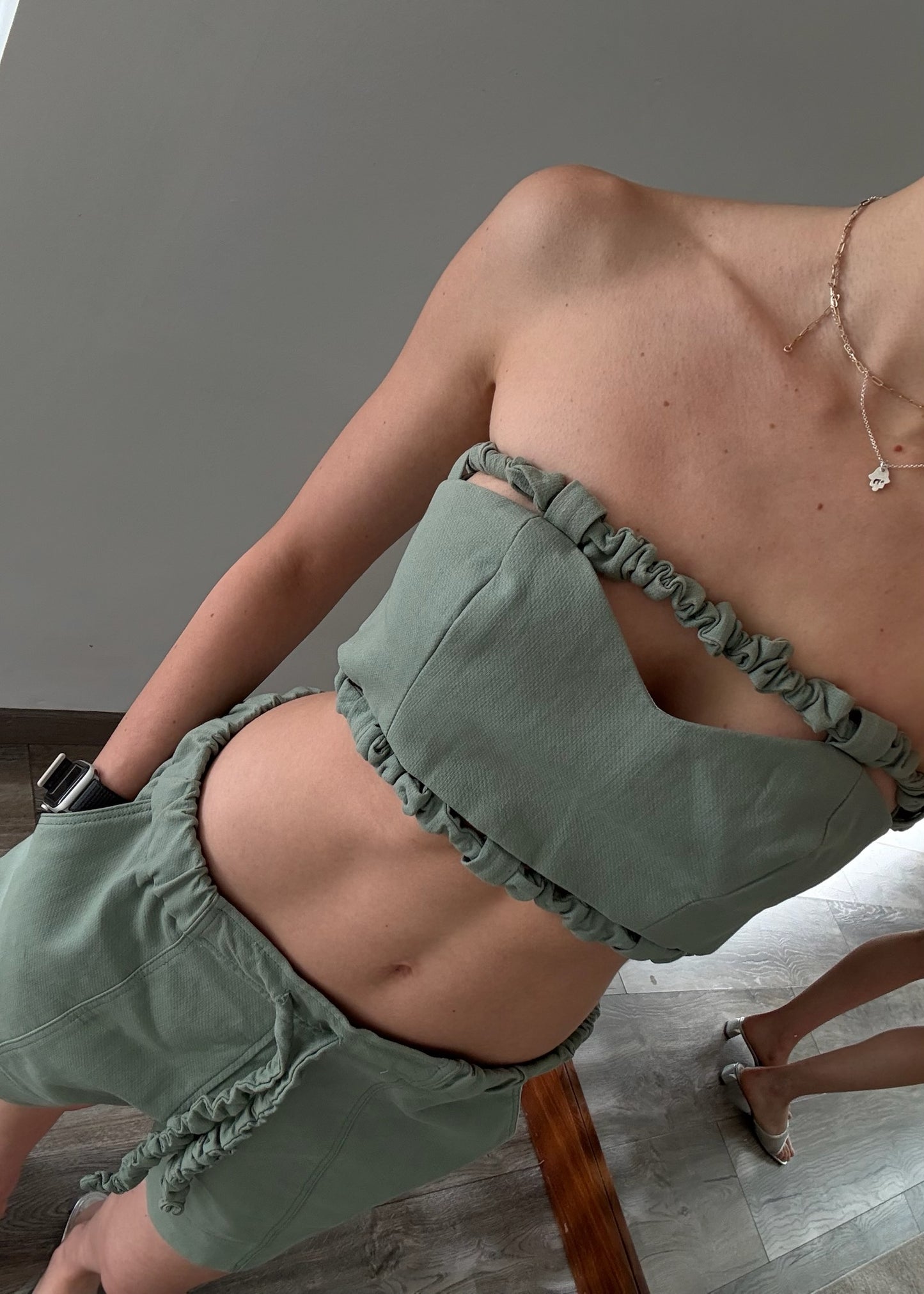 SET SHORT CON TOP SAGE GREEN