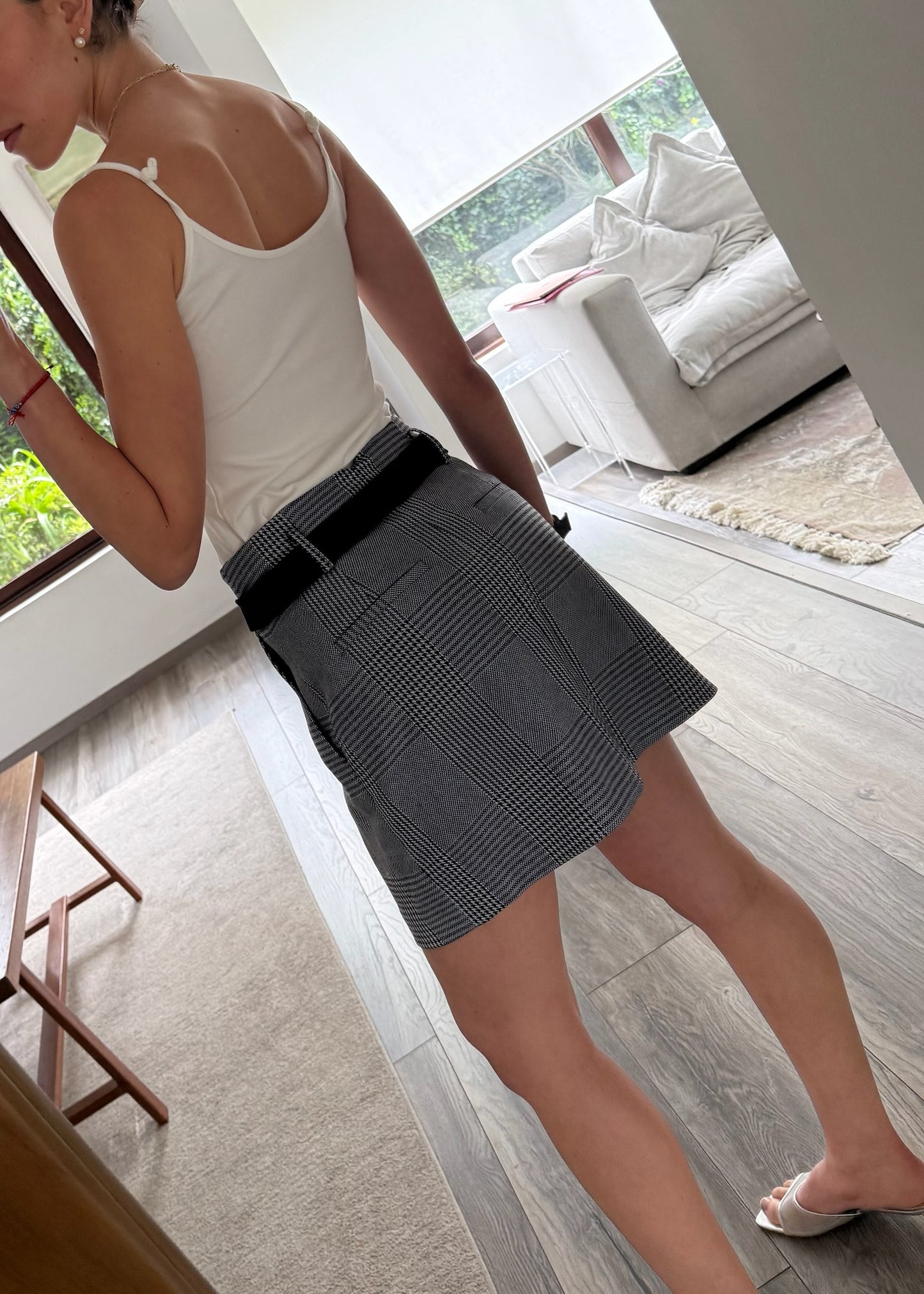 FALDA PLAID CON CINTURÓN