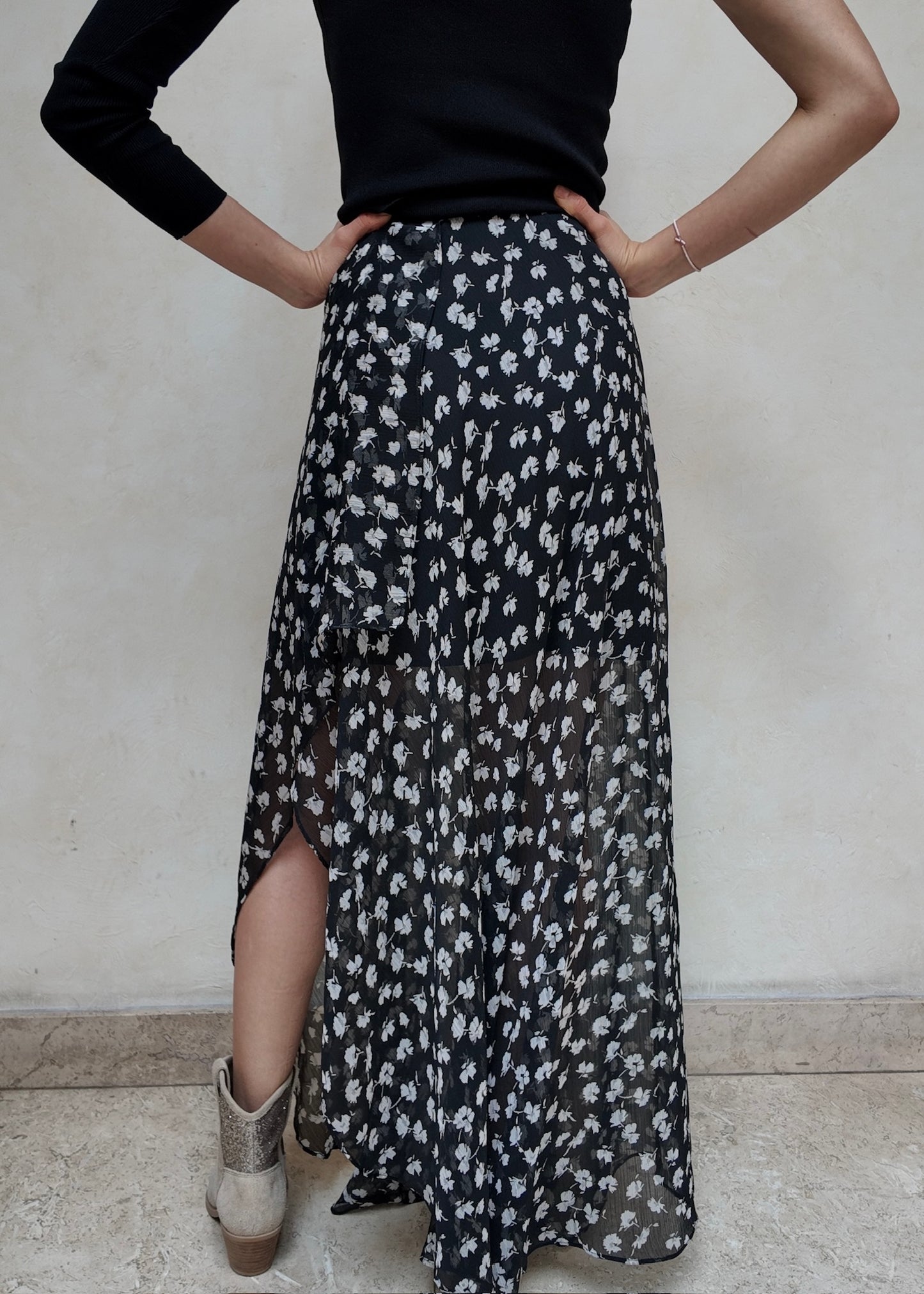 FALDA MIDI PRINT FLORES