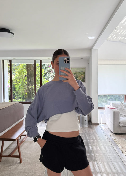 SUDADERA CROPPED MORADA