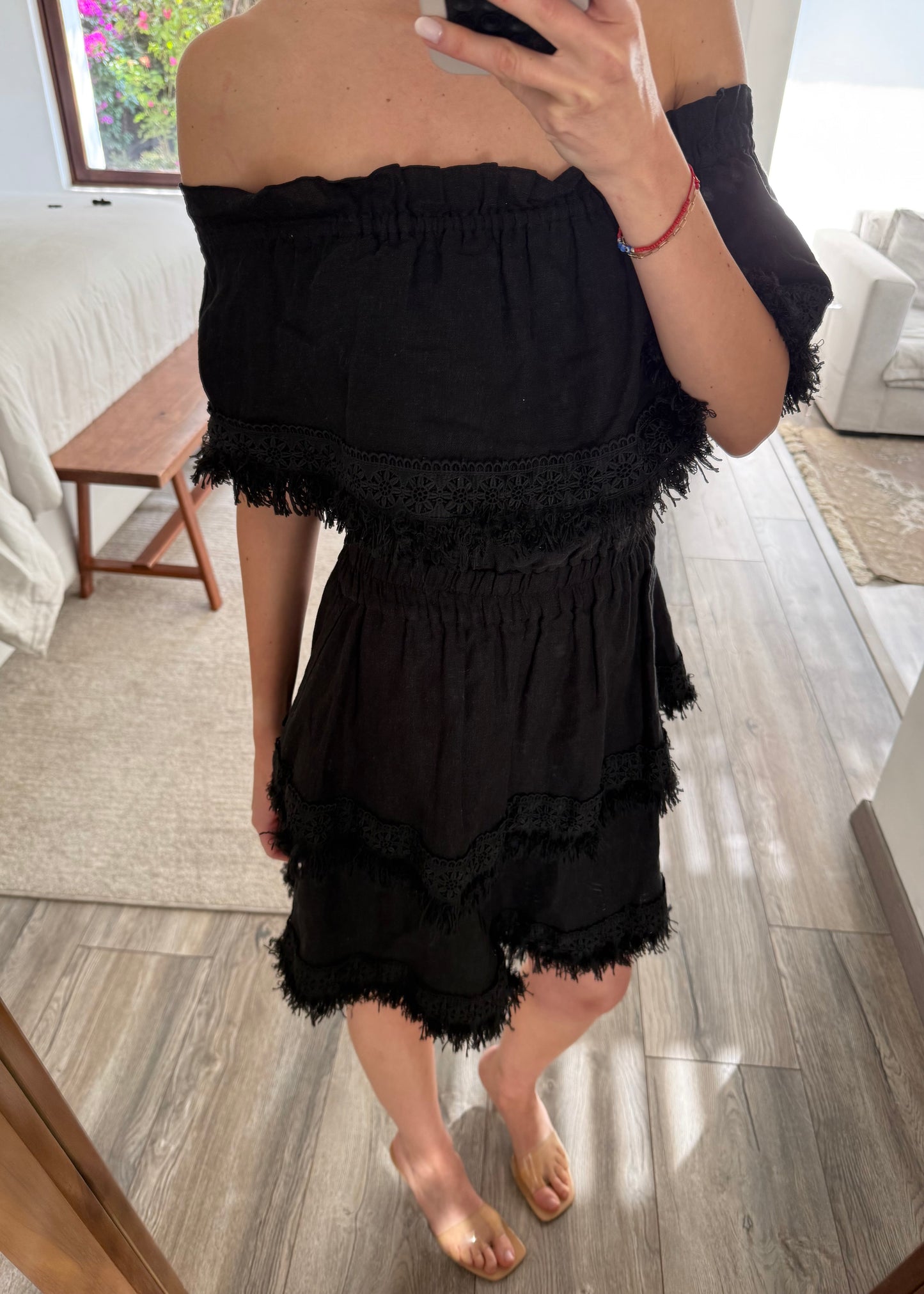 VESTIDO DE LINO OFF THE SHOULDER