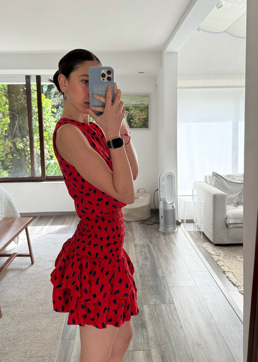 VESTIDO MINI RUCHED ROJO