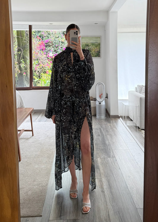 VESTIDO SHEER MAXI CON PRINT