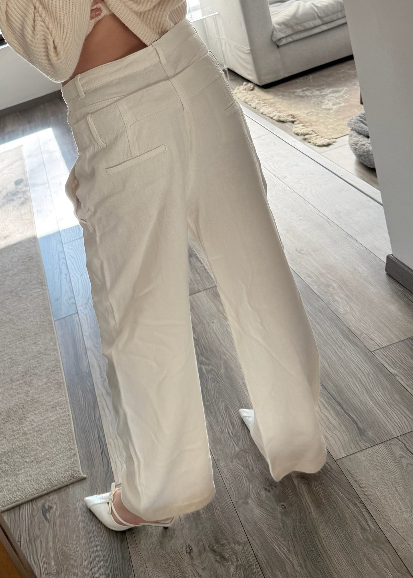 JEANS BLANCOS DOBLE CINTURA