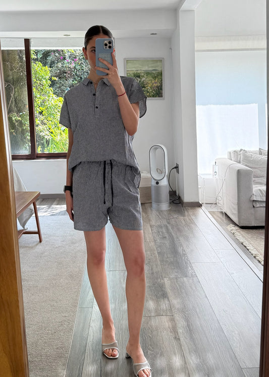 SET CAMISA Y SHORT CUADROS