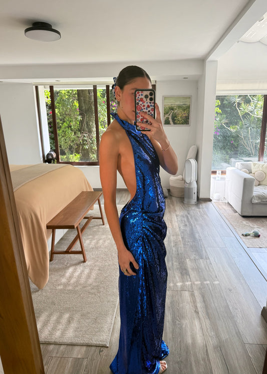 VESTIDO MAXI BACKLESS LENTEJUELAS