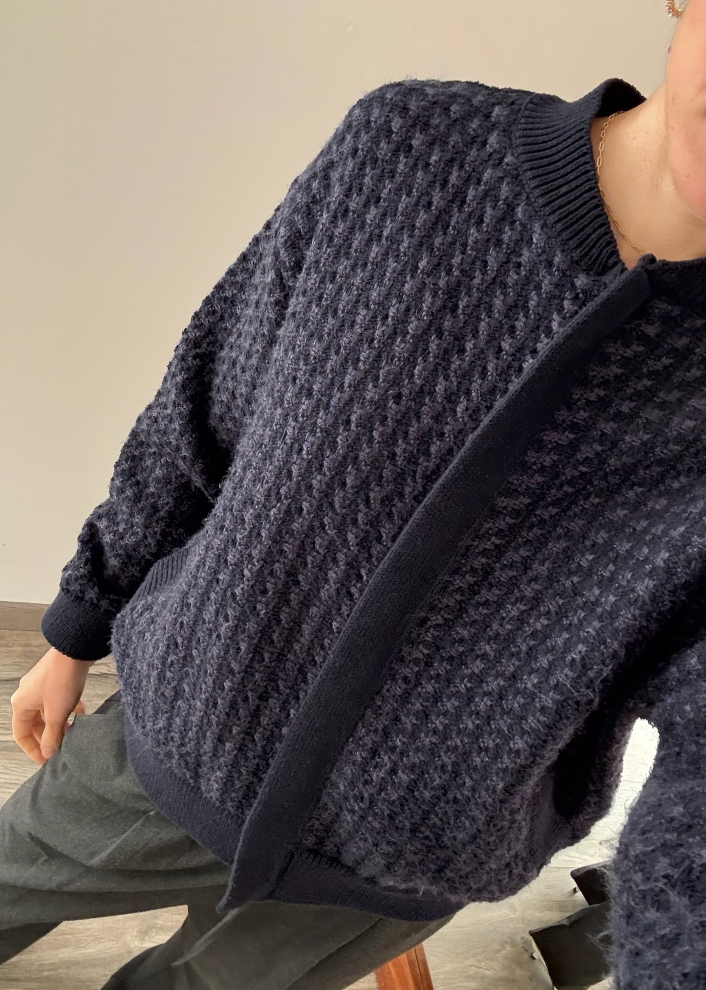CHAMARRA DE KNIT AZUL