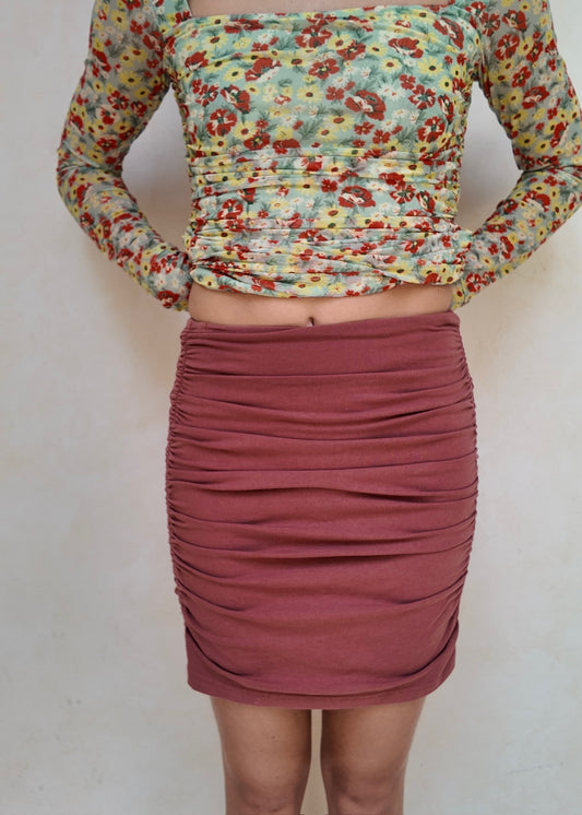 FALDA FRUNCIDA BRICK RED