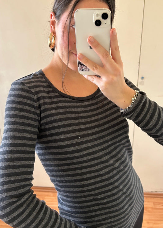 TOP MANGA LARGA STRIPED