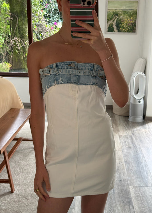 VESTIDO DENIM BLANCO MINI