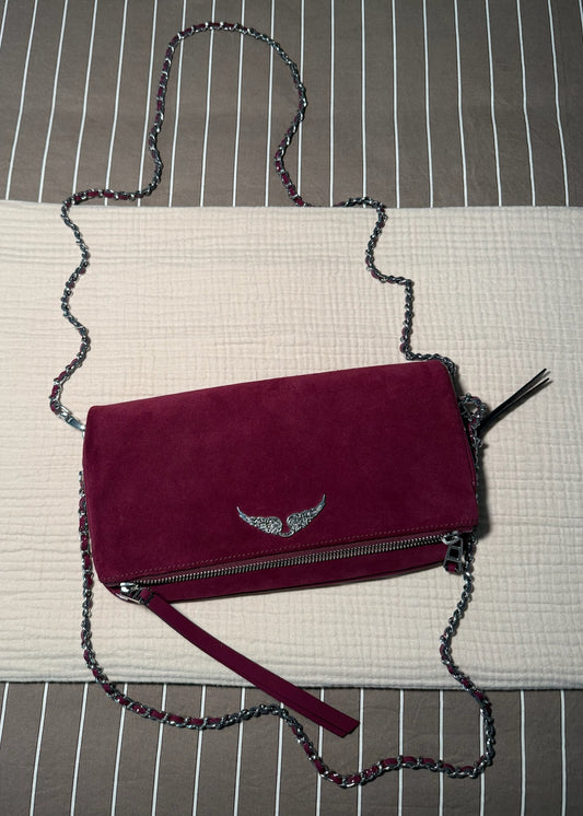 CLUTCH GAMUZA BURGUNDY