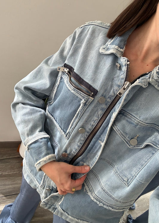 CHAMARRA DENIM DISTRESSED