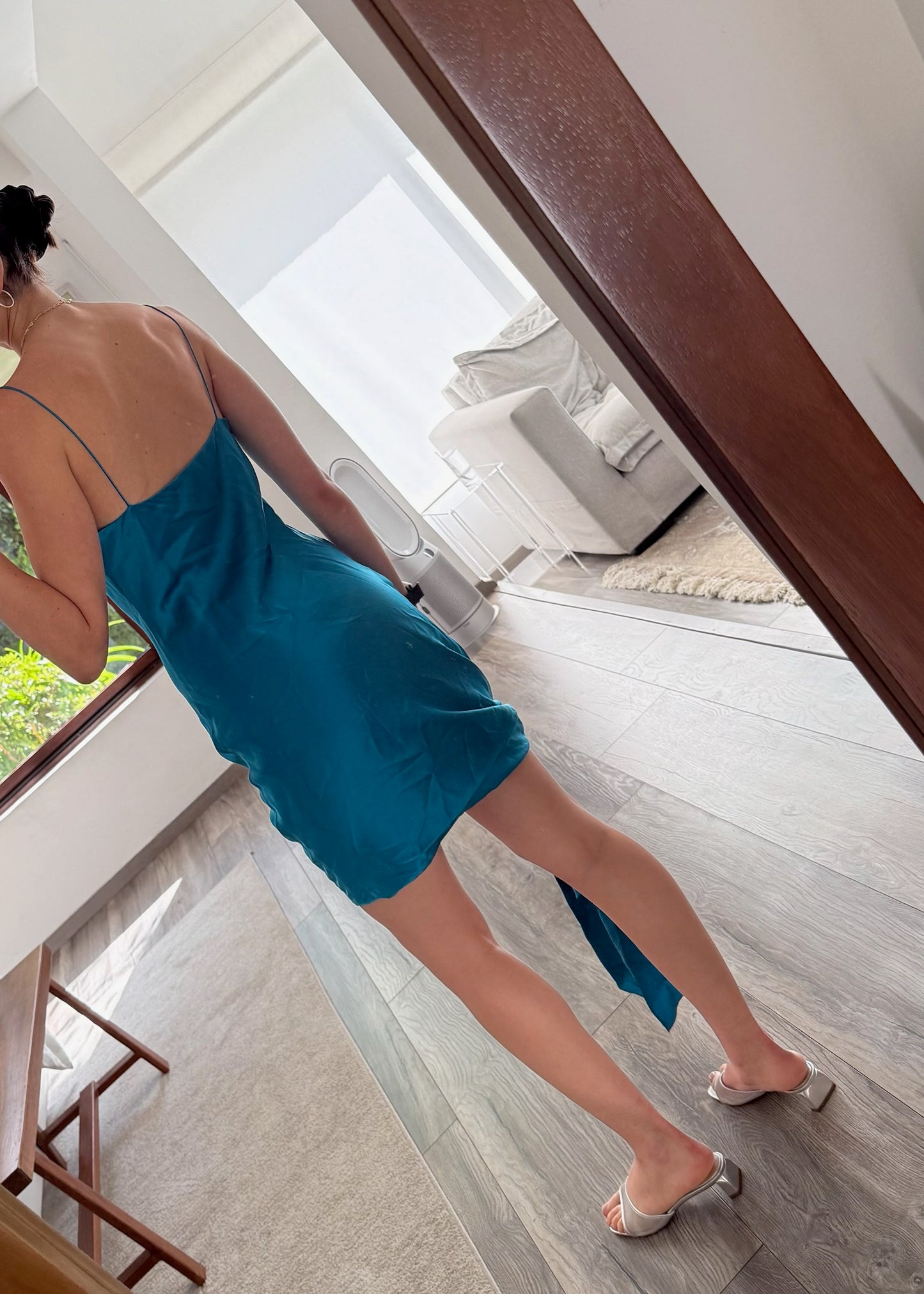 SLIP DRESS AZUL TURQUESA
