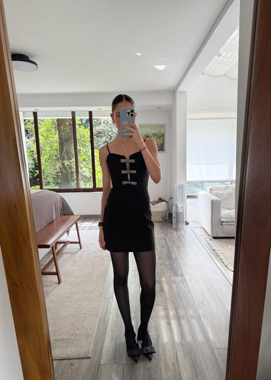 VESTIDO MINI CON MOÑOS SPARKLY