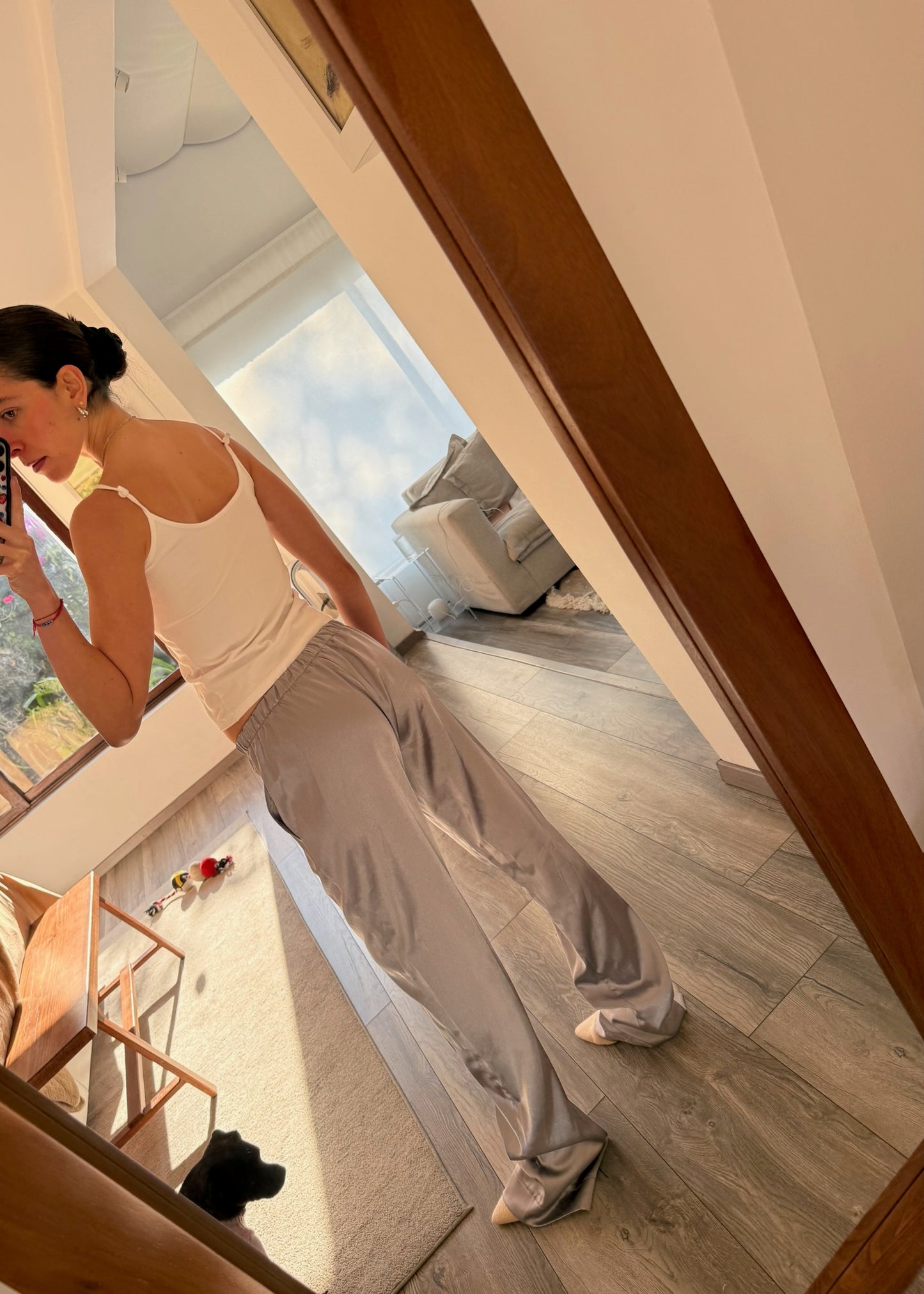 PANTALÓN FLOWY PLATEADO