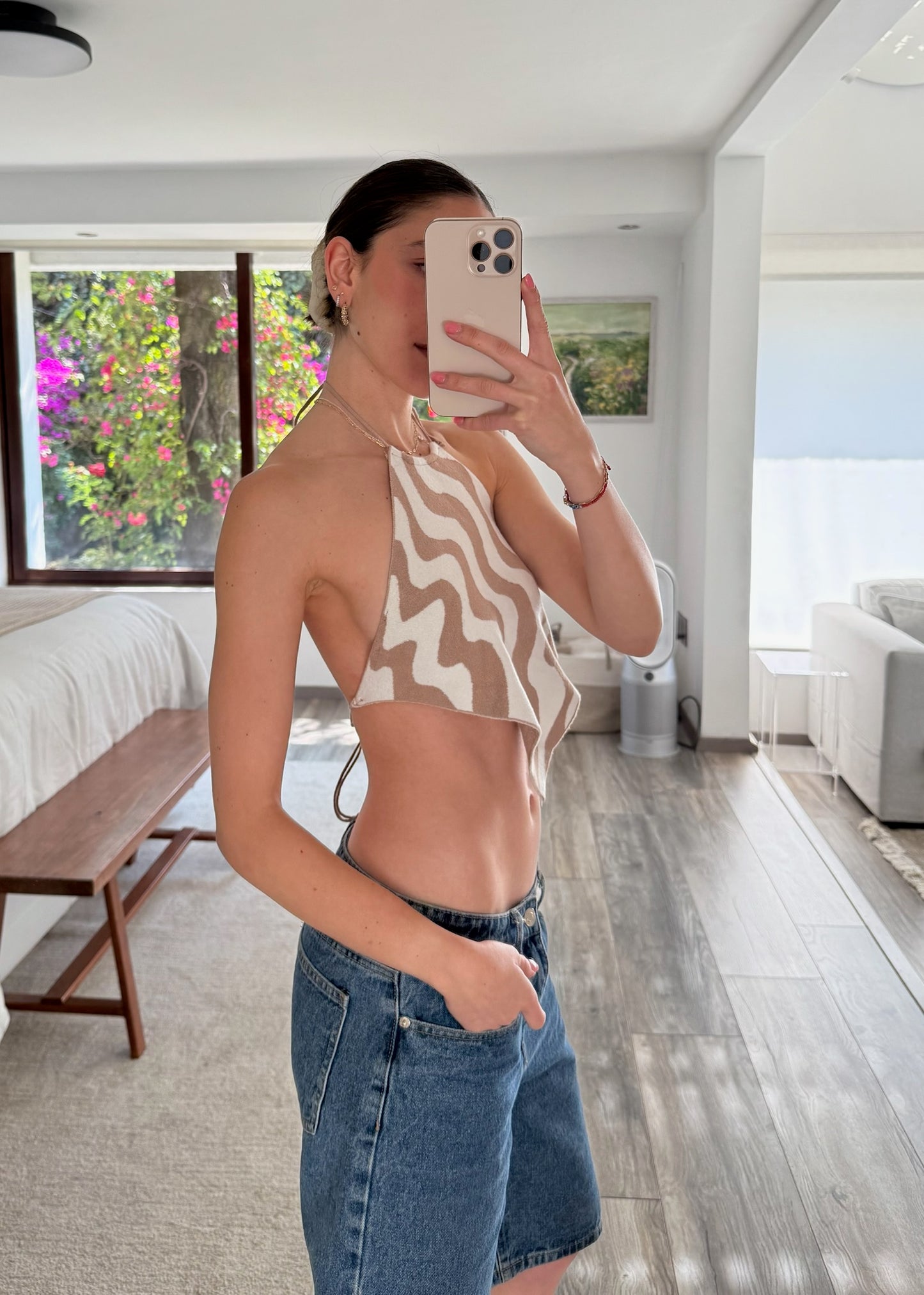 BANDANA TOP DE KNIT CON PRINT