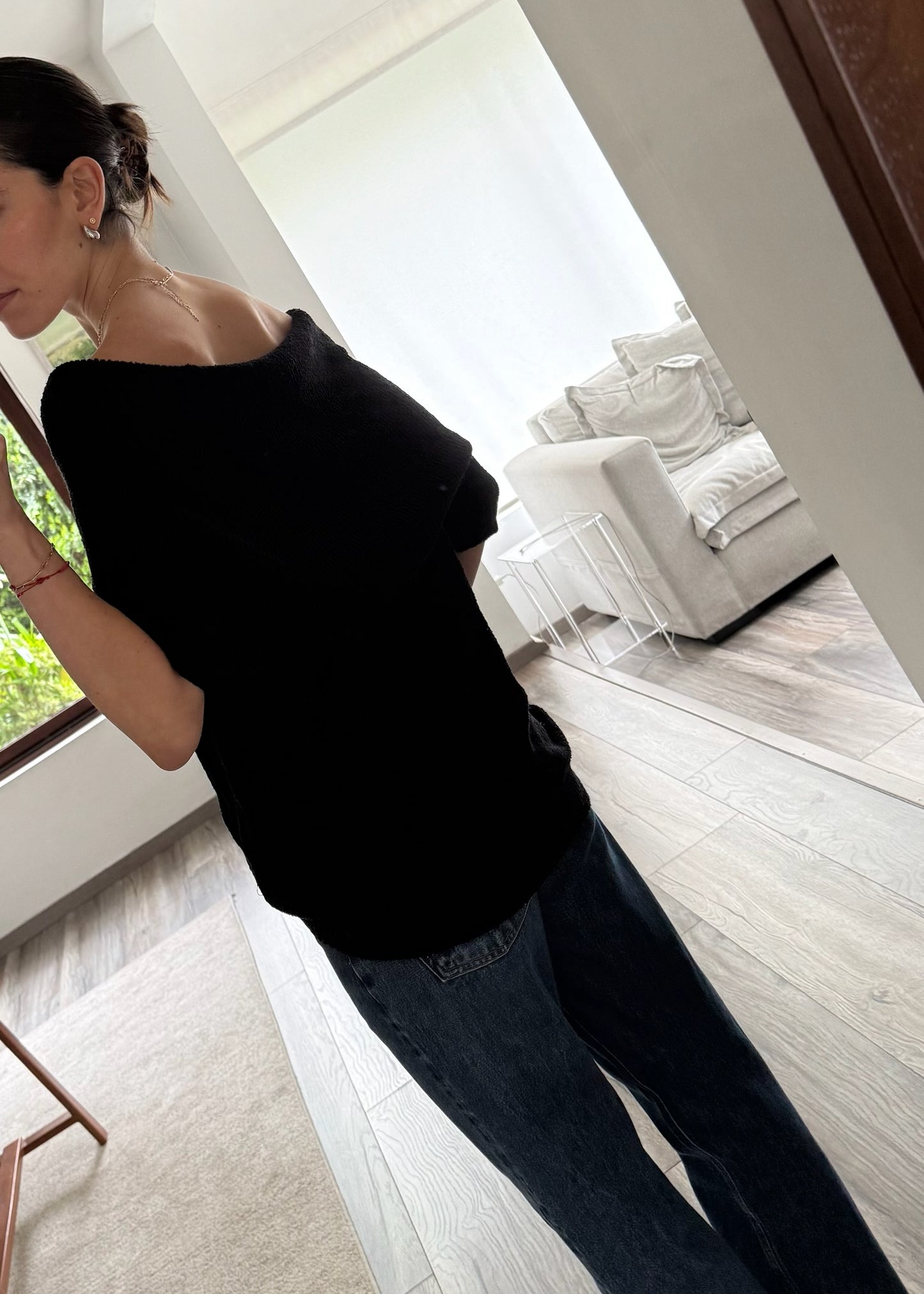 SUETÉR OFF THE SHOULDER MANGA CORTA