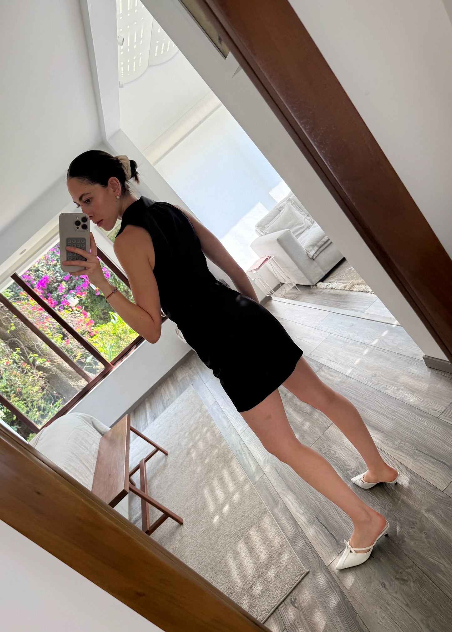 VESTIDO MINI FRUNCIDO DE TIPO CAMISA