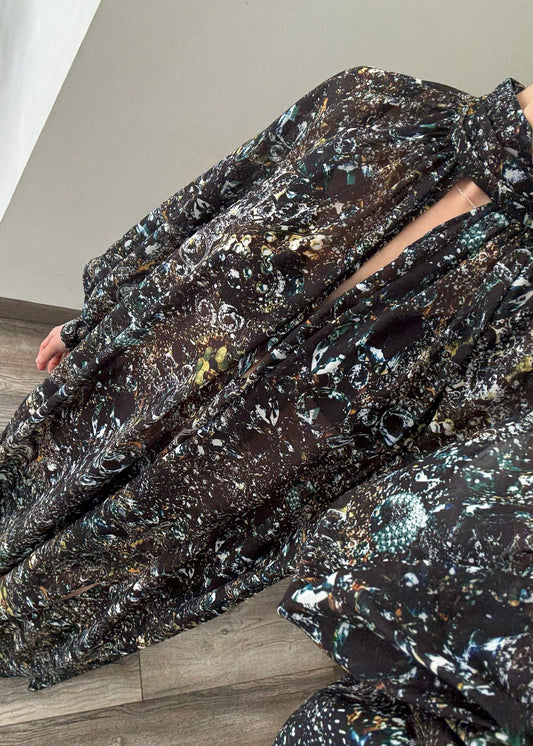 VESTIDO SHEER MAXI CON PRINT