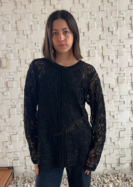 SHEER JACKET CON BORDADOS
