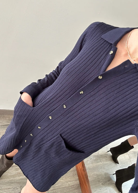 VESTIDO DE TIPO CARDIGAN AZUL MINI