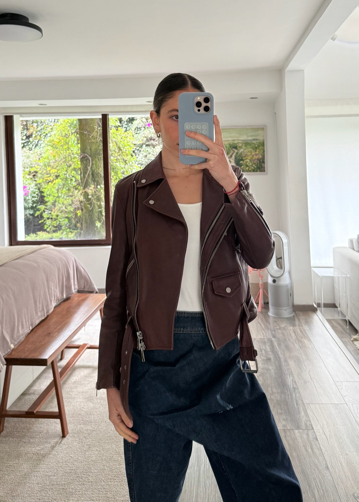 MOTO JACKET DE PIEL VINO