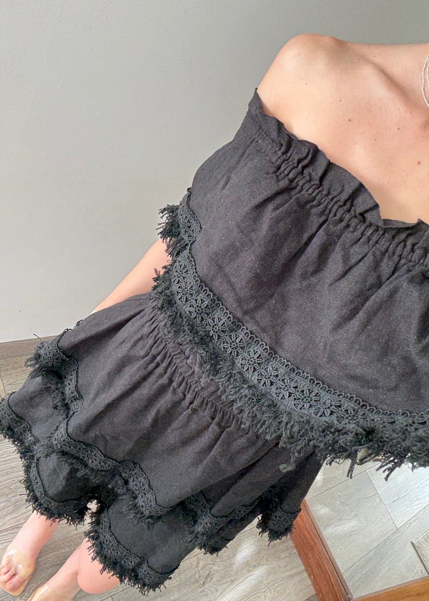 VESTIDO DE LINO OFF THE SHOULDER