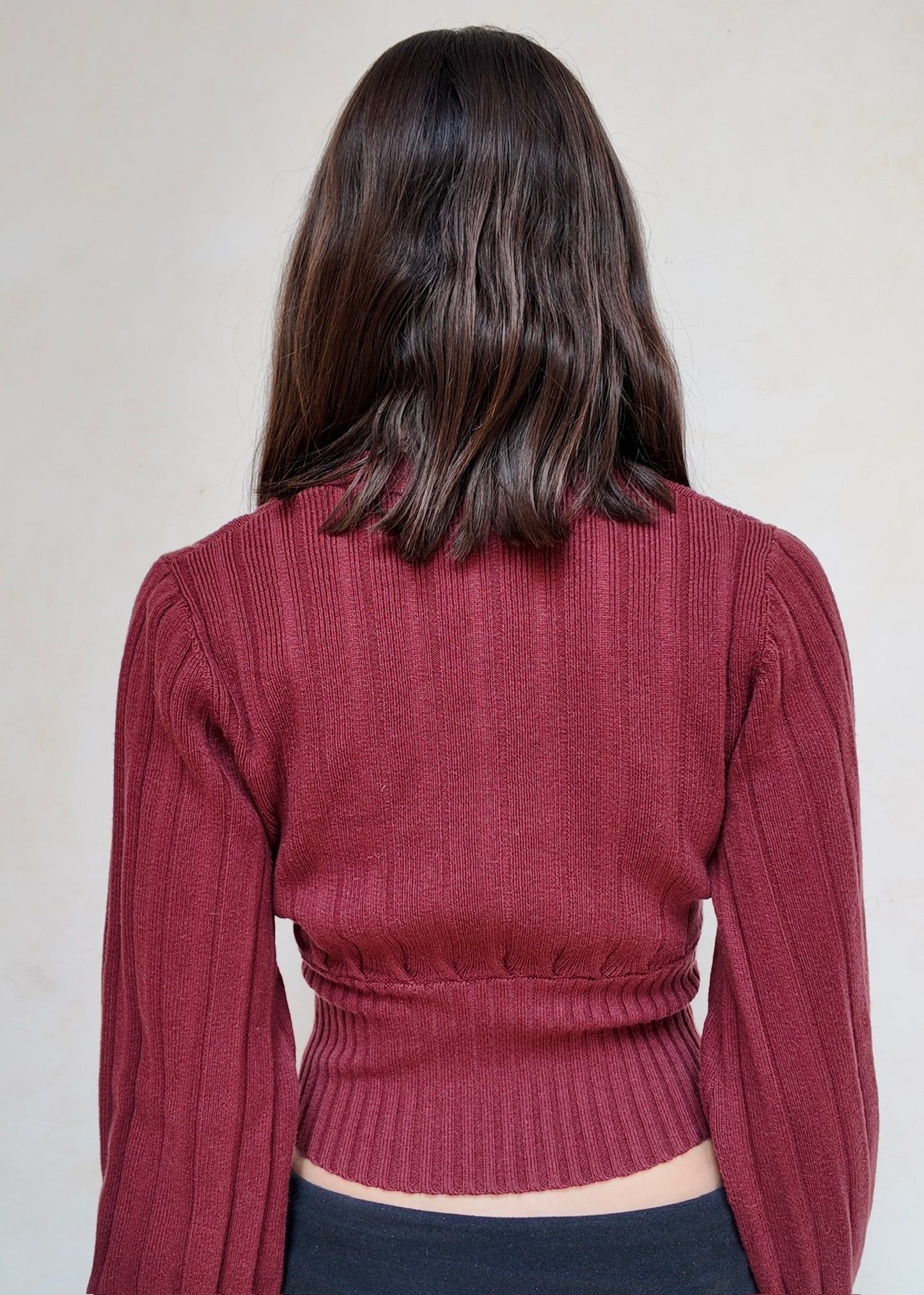 CARDIGAN CROPPED BURGUNDY