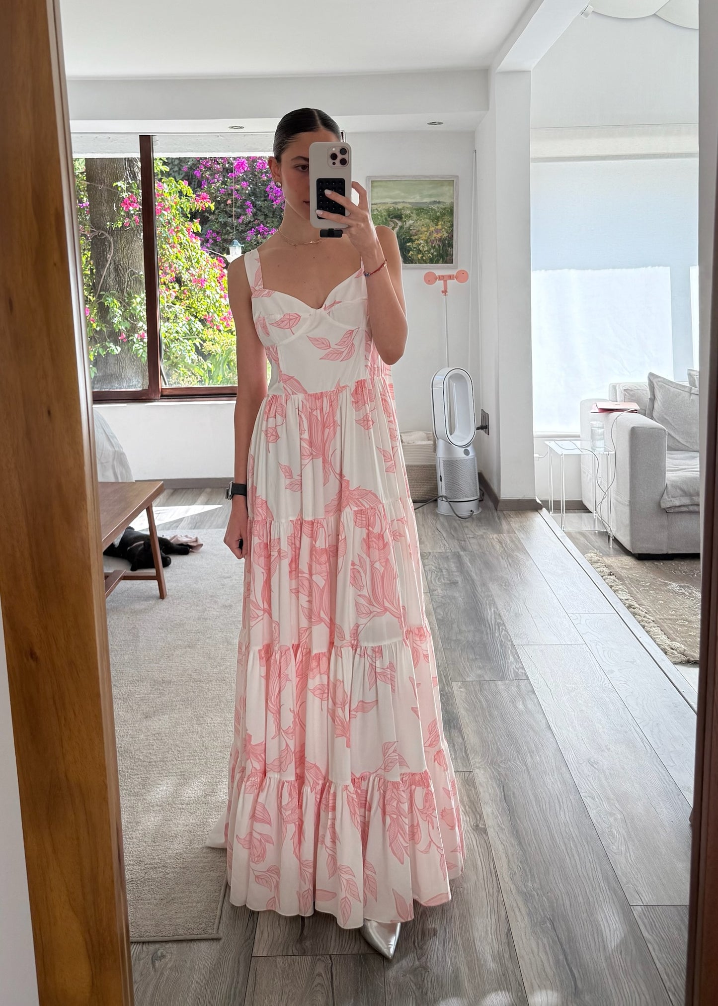 VESTIDO MAXI BUSTIER CON PRINT FLORES