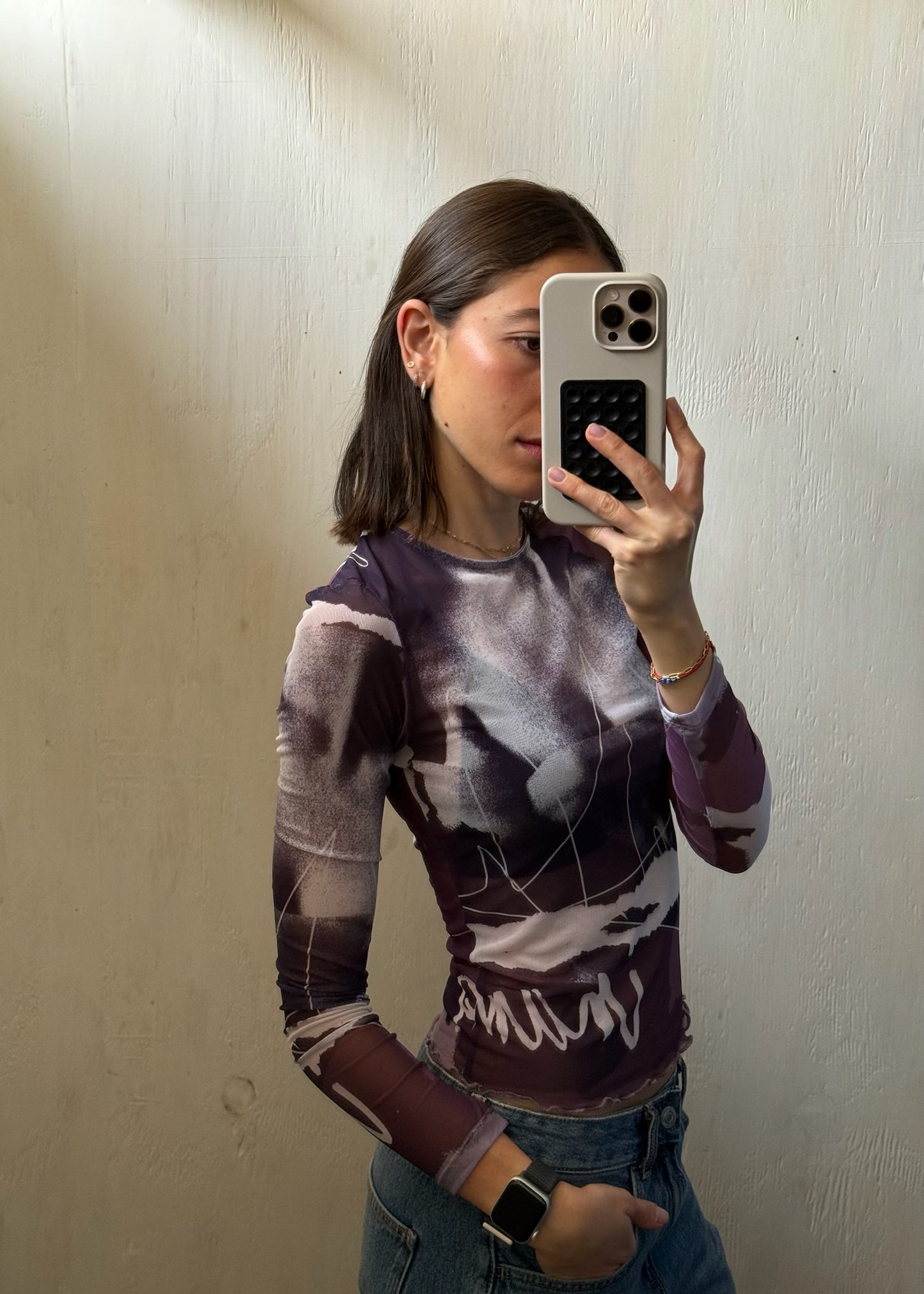 TOP DE MESH INAMORATA MANGA LARGA