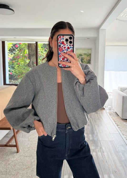 CHAMARRA BOMBER GRIS