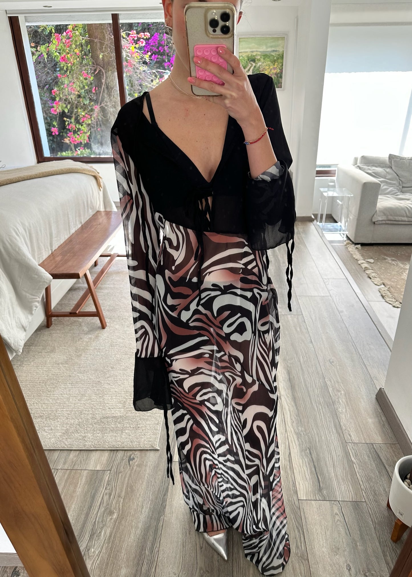 VESTIDO ANIMAL PRINT SEE THROUGH