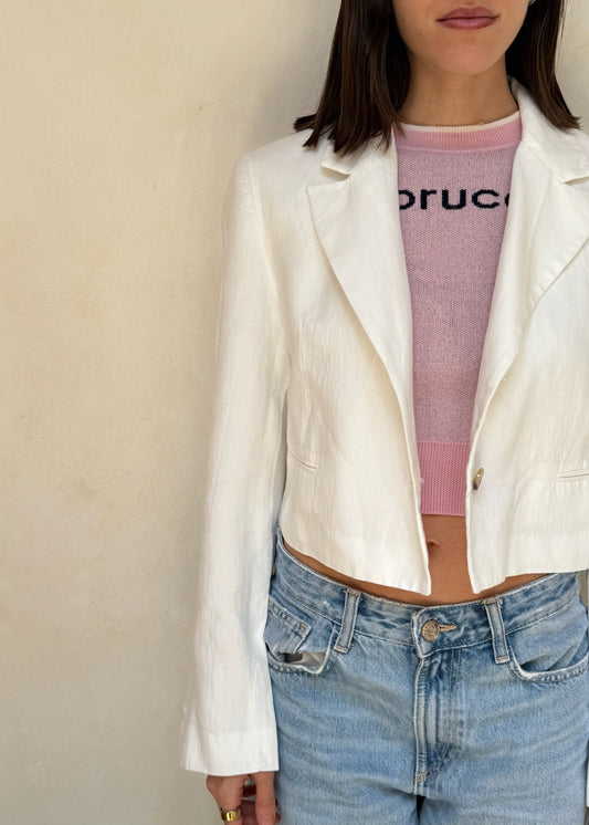 BLAZER TIPO LINO BLANCO