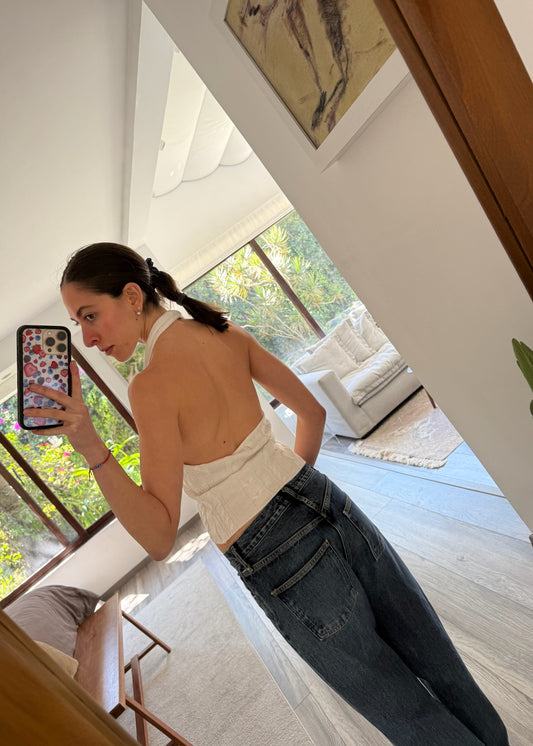 TOP HALTER BLANCO DE KNIT