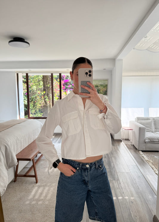 CAMISA GRUESA CROPPED BLANCA