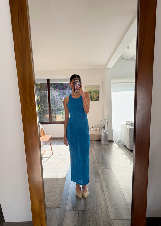 VESTIDO AZUL SHINY MIDI