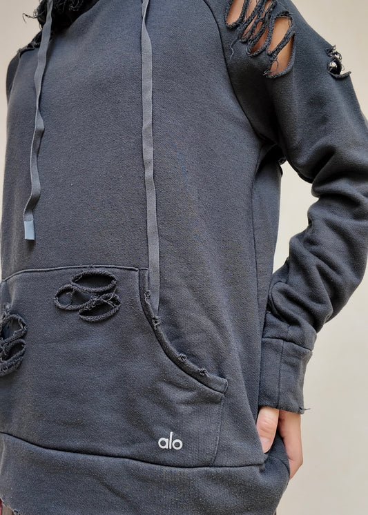 HOODIE RIPPED GRIS