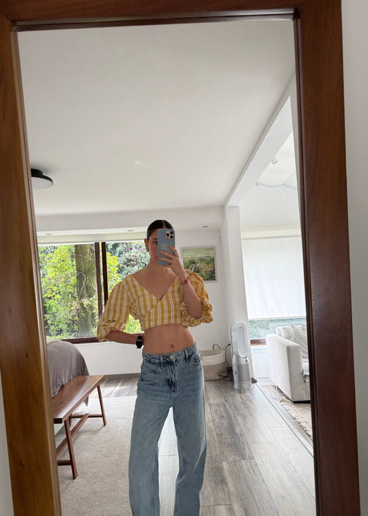 TOP AMARILLO CON PRINT