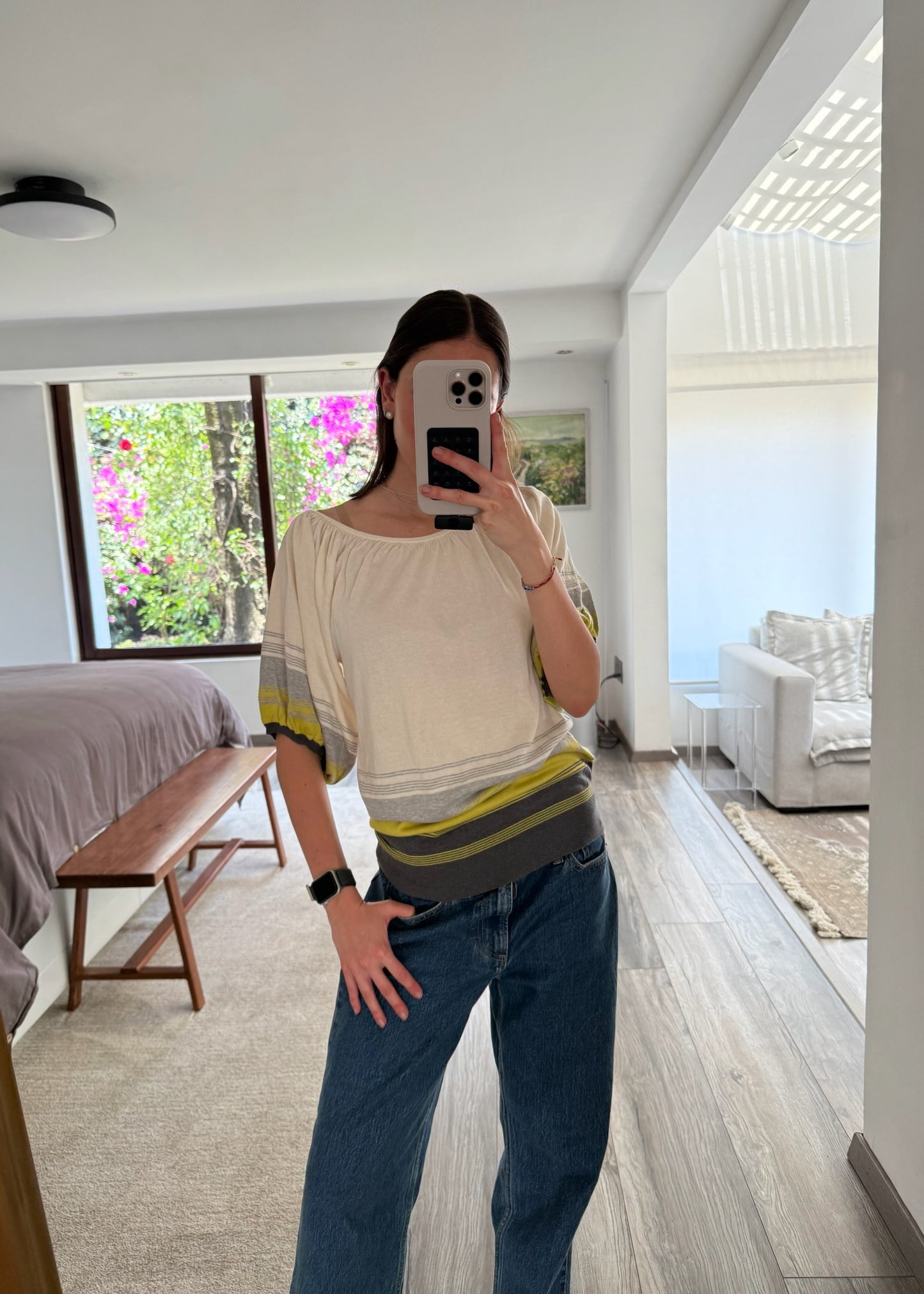 BLUSA DE KNIT TRICOLOR