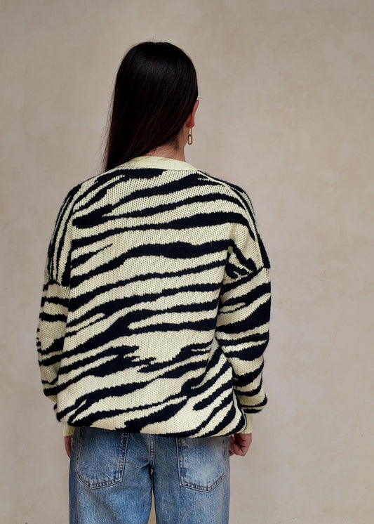 CARDIGAN ZEBRA PRINT