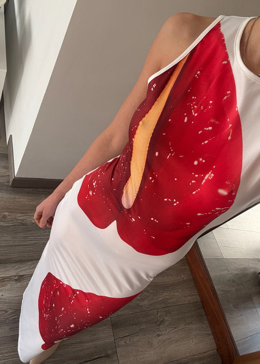 VESTIDO MAXI BLANCO CON FLOR