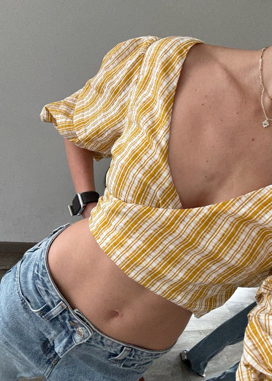 TOP AMARILLO CON PRINT