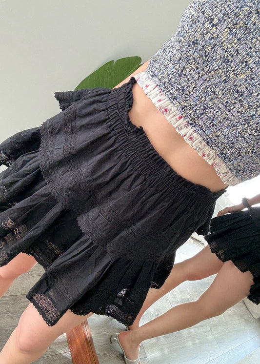 FALDA MINI NEGRA CON OLANES