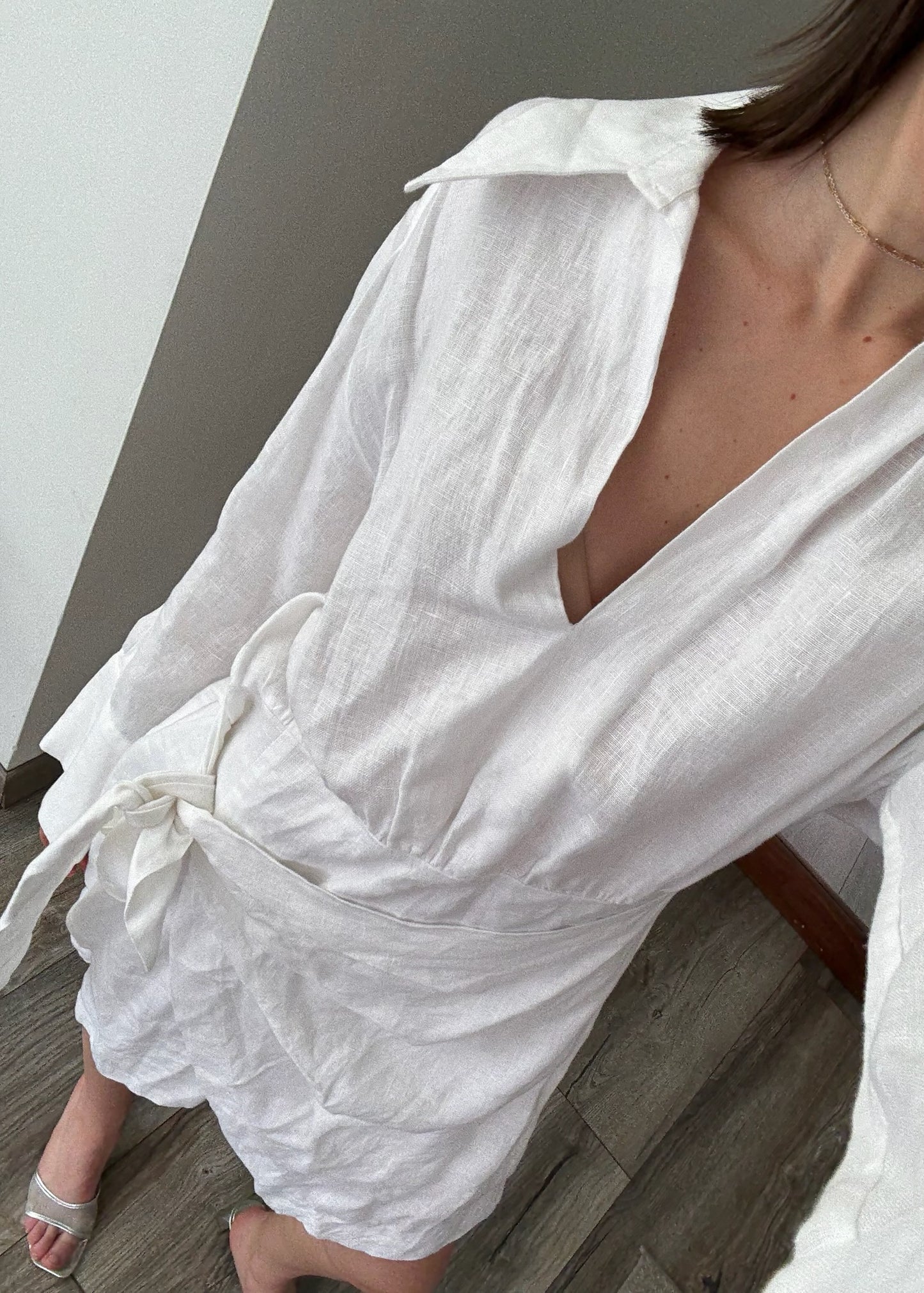 VESTIDO WRAP UP DE LINO