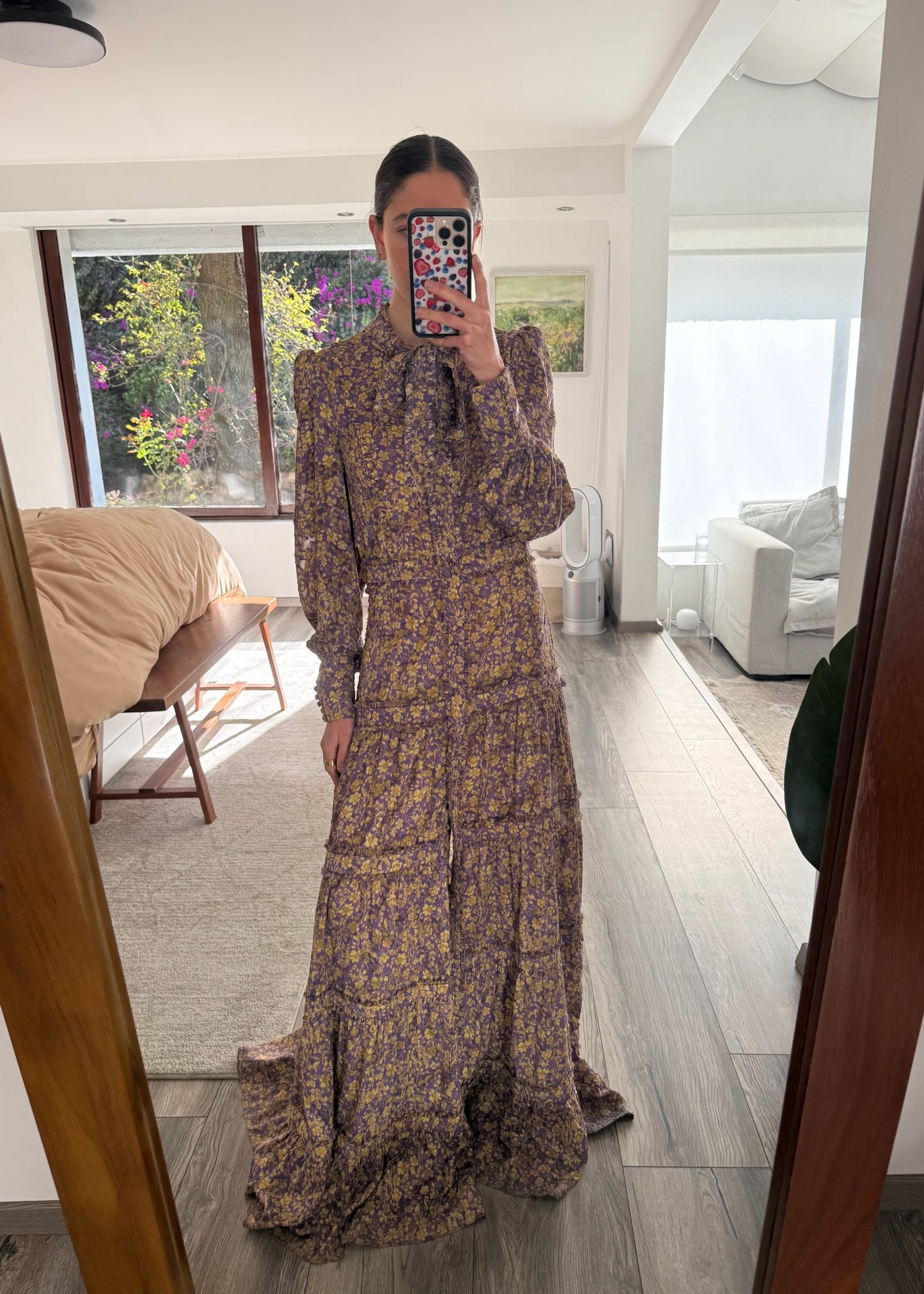 VESTIO DE TIPO CAMISA MAXI PRINT FLORES