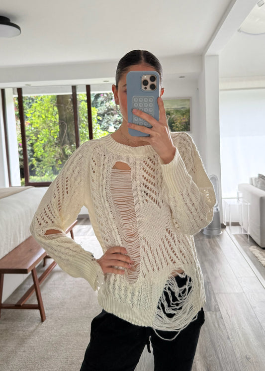 SUETER CROPPED RIPPED