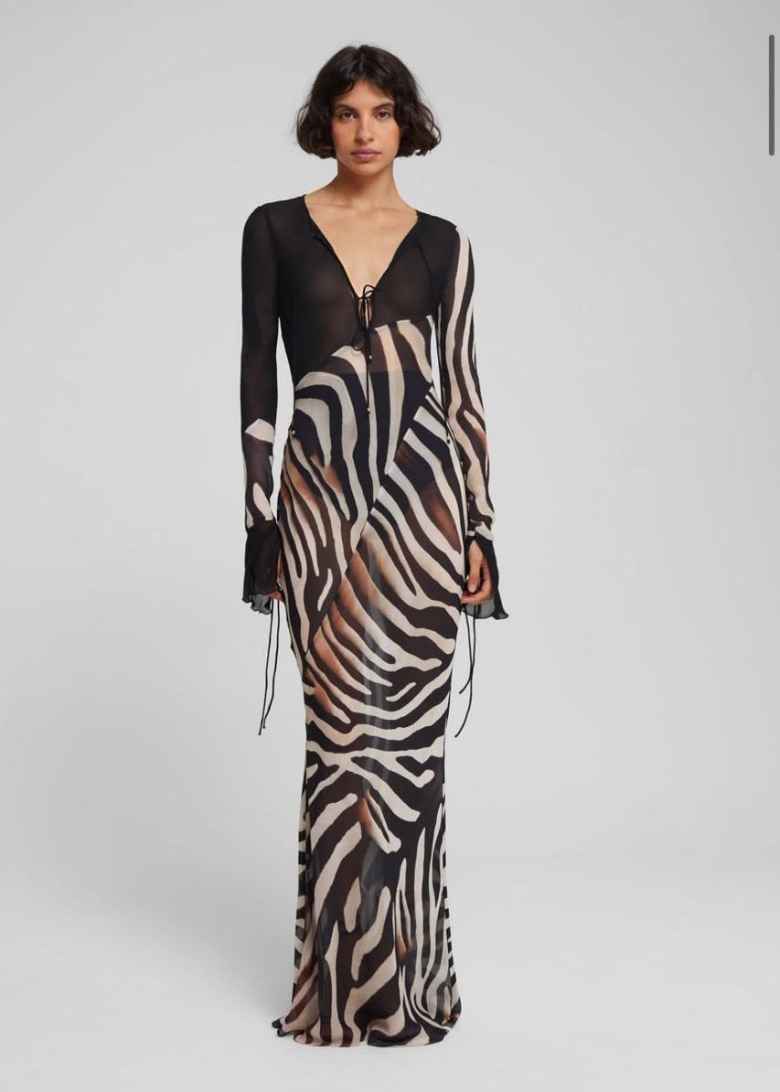 VESTIDO ANIMAL PRINT SEE THROUGH