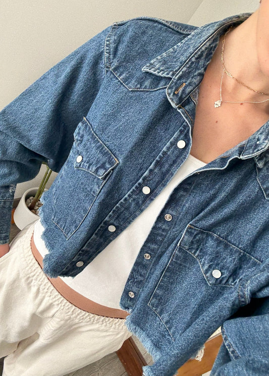 CHAMARRA DENIM CROPPED LIGERA